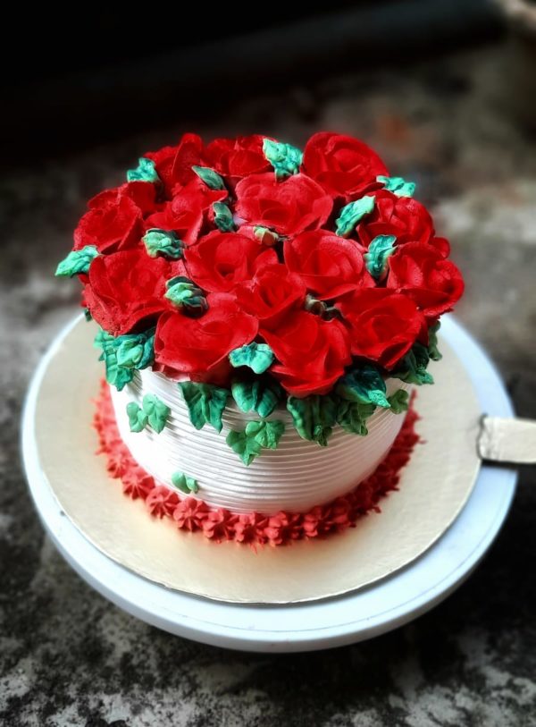 Red Velvet Floral Cake